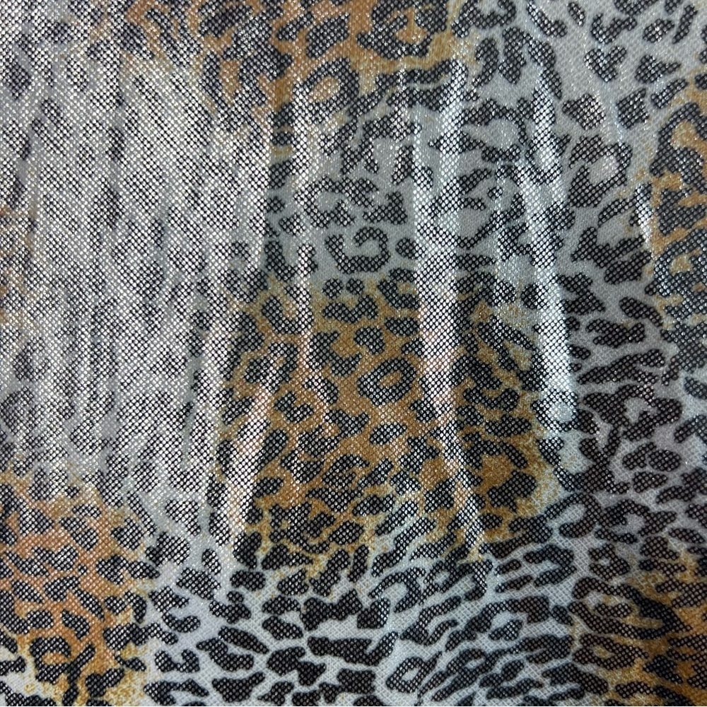 Pippin street shirt shiny long sleeve animal Metallic Leopard Print Blouse retro - Picture 5 of 8
